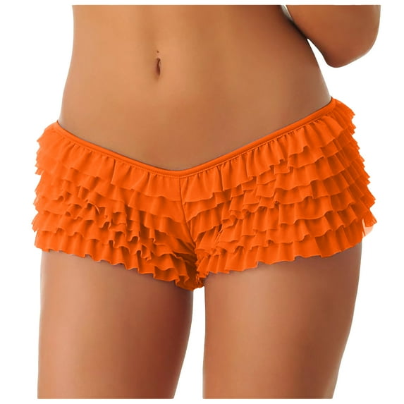Women Sexy Ruffle Shorts With Bow Soild Color Party Shorts Short Skirt Low Waist Layered Shorts