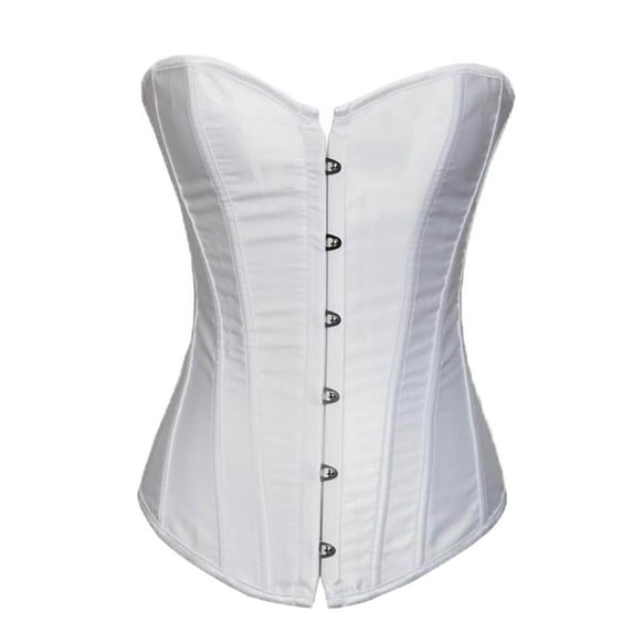 Women Sexy Satin Boned Corset Vintage Lace Up Overbust Waist Cincher Bustier Bodyshaper Top Going Out Party Bodysuit