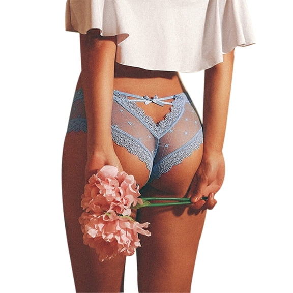 Women Sexy See-through Lace Panties, Solid Color Breathable Underpants