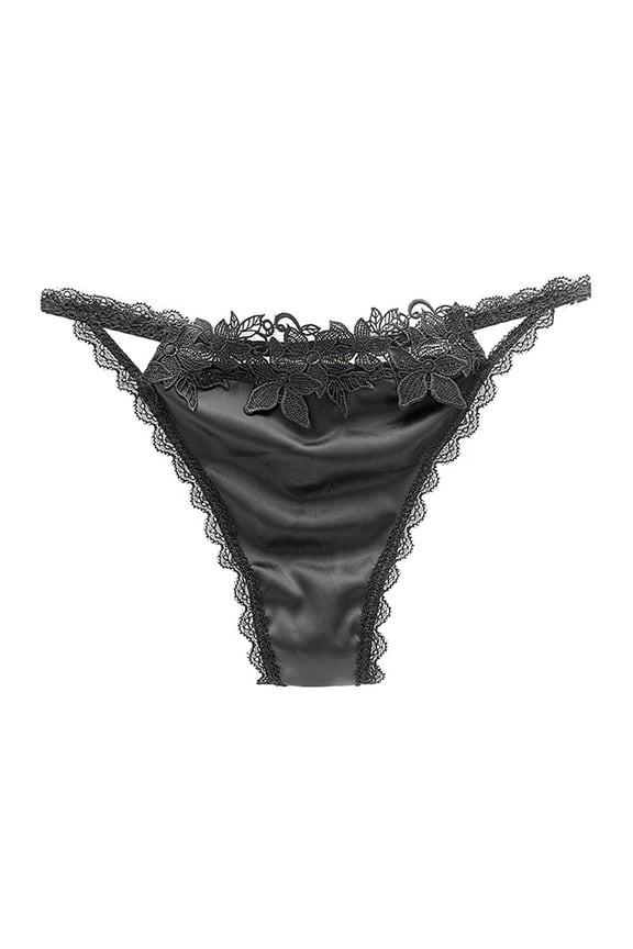 Women Sexy Shiny Satin Lace Knickers Thongs Panties Ladies Seamless Underwear
