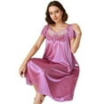 thumbnail image 1 of Women Sexy Sleepwear Silk Satin Short Sleeve Nightgown Robes Night Dress Nightie, 1 of 5