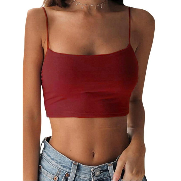 Sexy Women Crop Top Summer Strap Tank Top Elastic Shirt Sleeveless