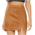 thumbnail image 1 of Women Sexy Slim Suede Dress Hip High Waist Zip Skirt Skirt Patch Work Dresses Side Slit Clothing, 1 of 6