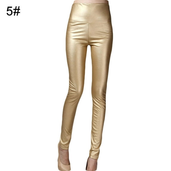 Women Sexy Solid Color Faux Leather Leggings High Waist Ultra Thin Pencil Pants
