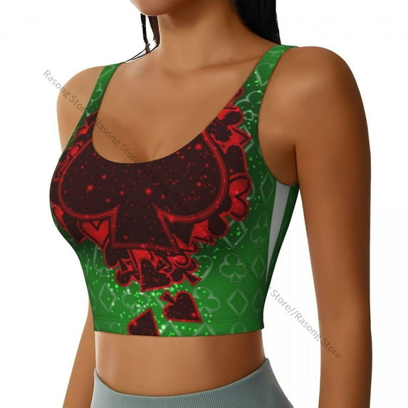 Women Sexy Sports Vest Casino Poker Spades Card Illustration Female Streetwear Sport Lingerie Tee Crop Top