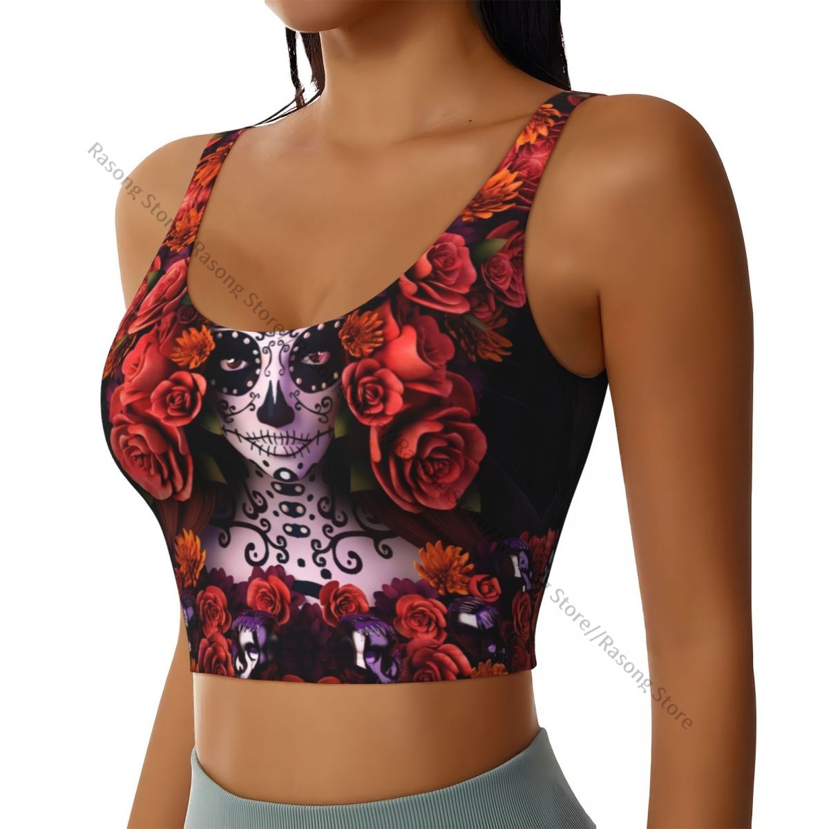 Women Sexy Sports Vest Halloween Skull Female Streetwear Sport Lingerie Tee  Crop Top - Walmart.com