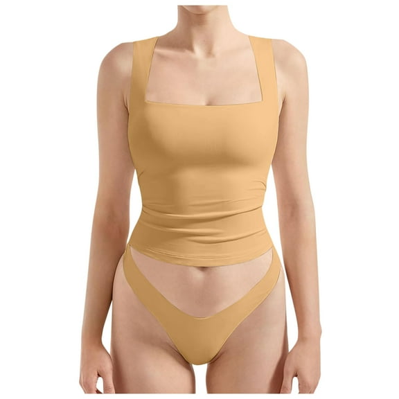 Women Sexy Square Neck Tank Top Summer Going Out Basic Shirt Double Lined Breathable