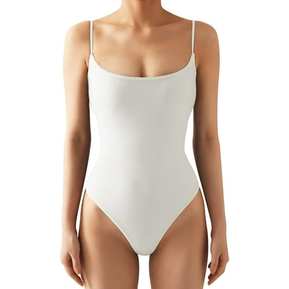 Women Sexy Square Neck Thong Bodysuit Backless Cami Bodysuit Top