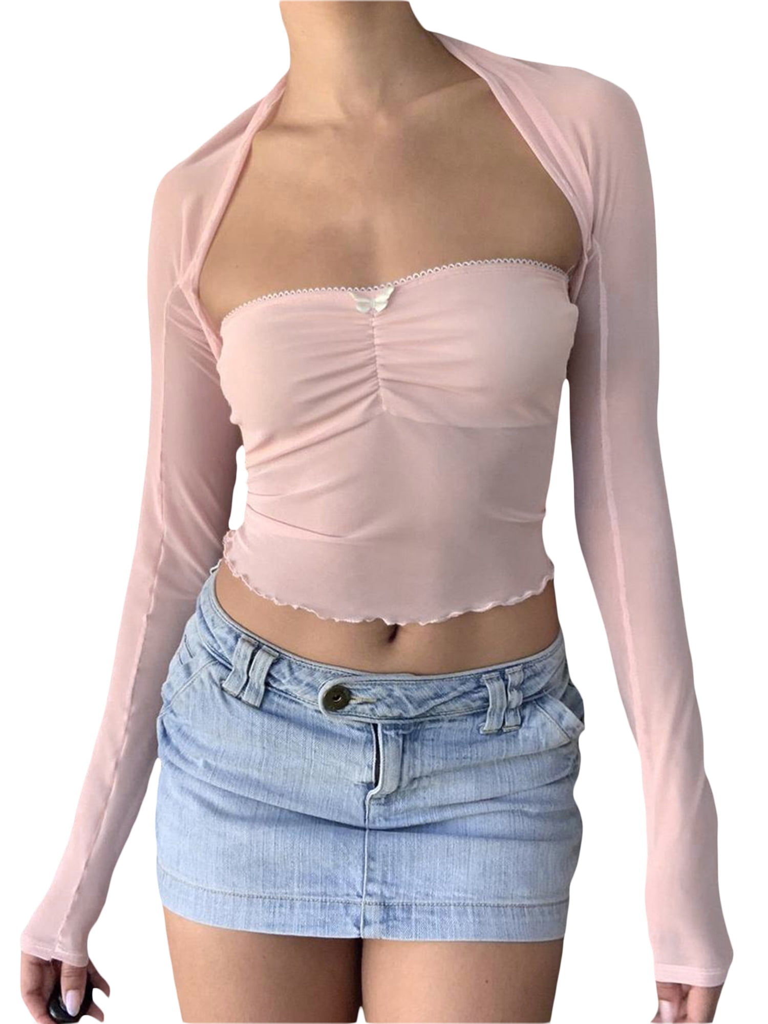 HELIAR Women Y2K Cotton Strapless Bra Underwear With Belt Crop
