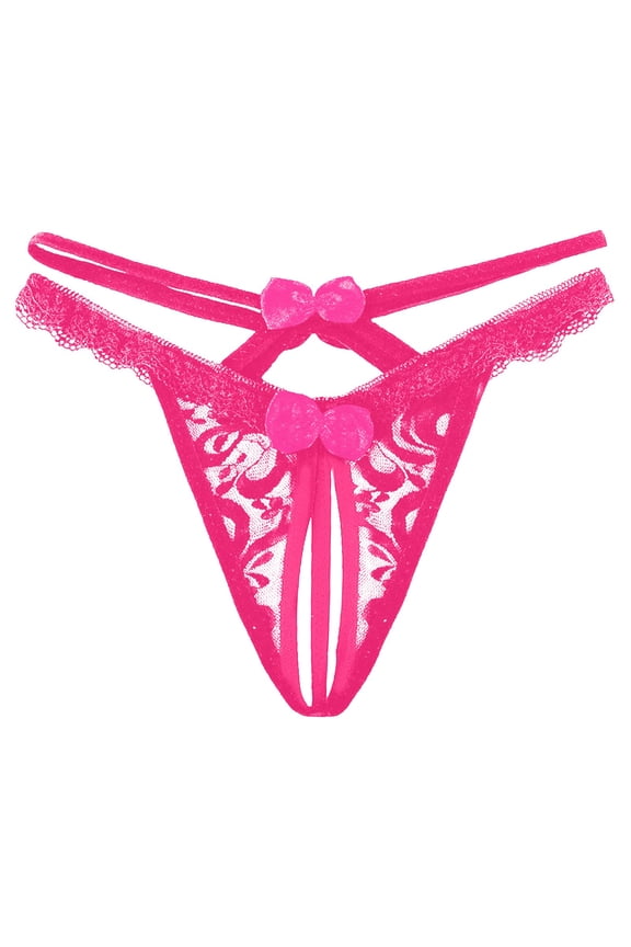 Women Sexy Tassel Mesh Briefs Hollow Out Panties Crochet Lace Up Panty Thongs G String Lingerie Underwear