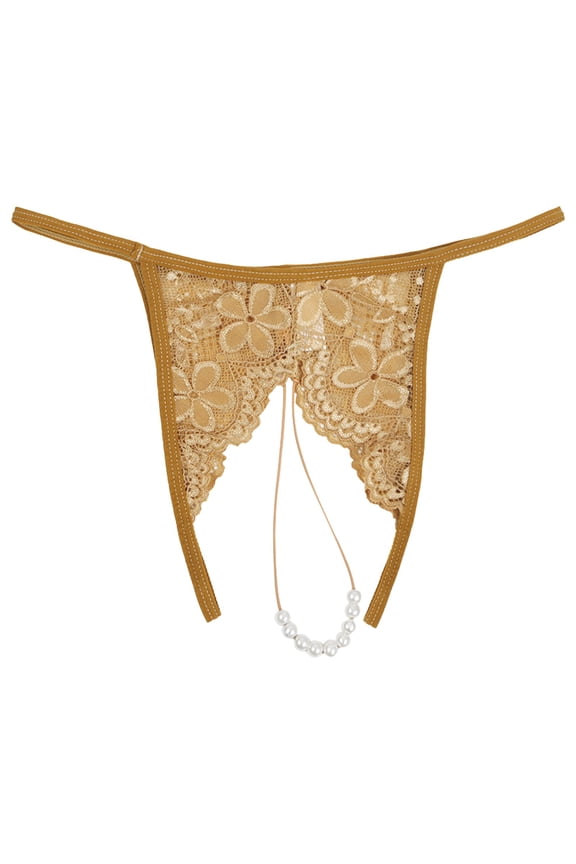 Women Sexy Tassel Mesh Pearl Briefs Hollow Out Panties Crochet Lace Up Panty Thongs G String Lingerie Underwear Bikini Panties for Women Seamless Feel Foxy Booster on Clearance M Yellow