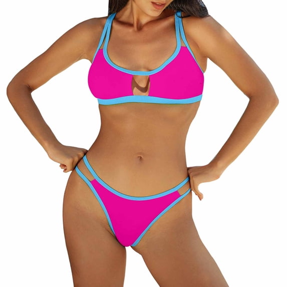 Women Sexy Thong String 2 Piece Bikini Set Swimsuit High Leg Cut Brazilian Bikini Soft Stretchable Material