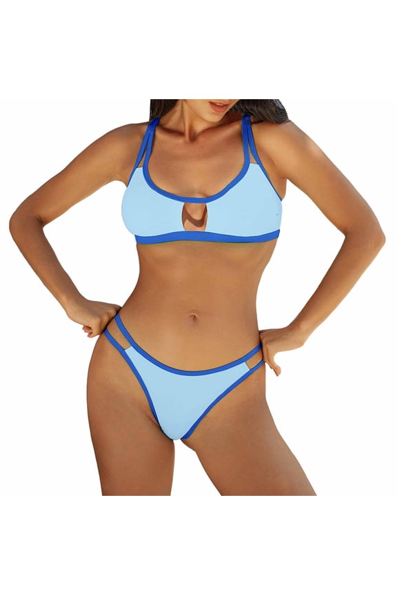 Women Sexy Thong String 2 Piece Bikini Set Swimsuit High Leg Cut Brazilian Bikini Soft Stretchable Material