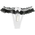 thumbnail image 1 of Women Thongs White Lace Panties with Pearls Ball Crotchless Panties One Size, 1 of 5