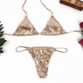 thumbnail image 1 of Women Sexy Triangle Thong Bikini Gold Silver Push Up Brazilian Swimwear Swimsuit, 1 of 7