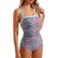 thumbnail image 1 of Women Sexy Tummy Control One Piece Swimsuit Halter Retro Bathing Suit, 1 of 12
