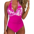 thumbnail image 1 of Women Sexy Tummy Control One Piece Swimsuits Halter Push Up Bathing Suits Watermelon Red S, 1 of 5