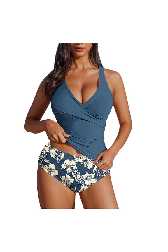 Women Sexy Twist Push Up Tankini Swimsuit Tummy Control Bathing Suits
