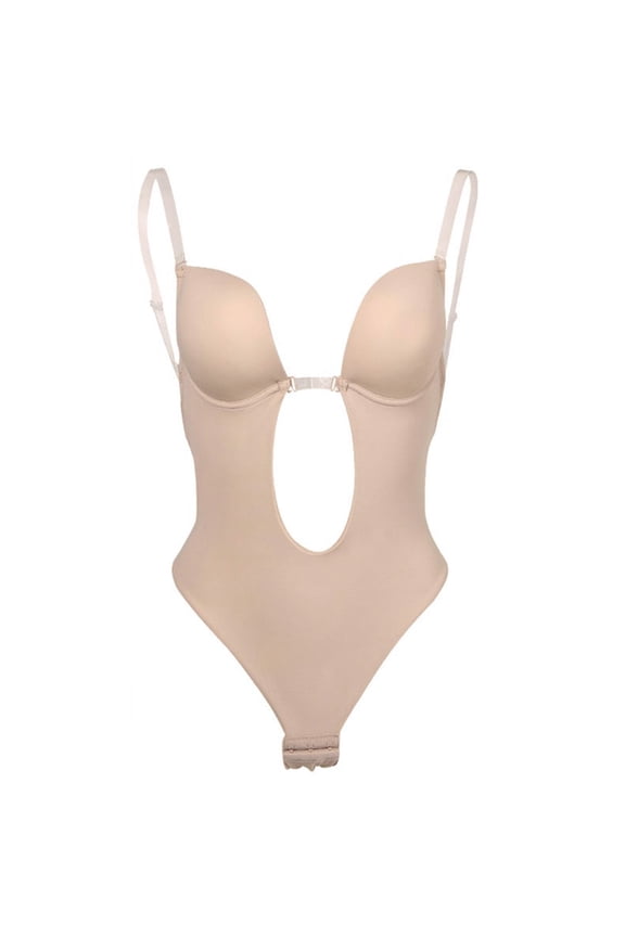 Women Sexy U Plunge Backless Bodysuit Deep V Seamless Thong Underwear Shapewear