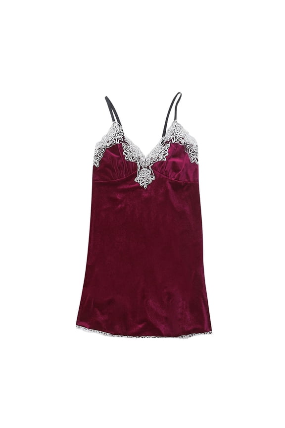 Women Velvet V Neck Lace Cami Tank Tops