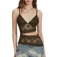 thumbnail image 1 of Women Sexy Y2k Lace Cami Top Sheer Floral Mesh Spaghetti Strap Camisole Slim Fit Tops Club Cocktail, 1 of 6