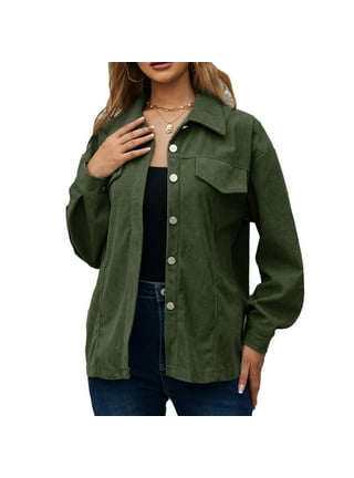 Olive Shirt Jacket Womens