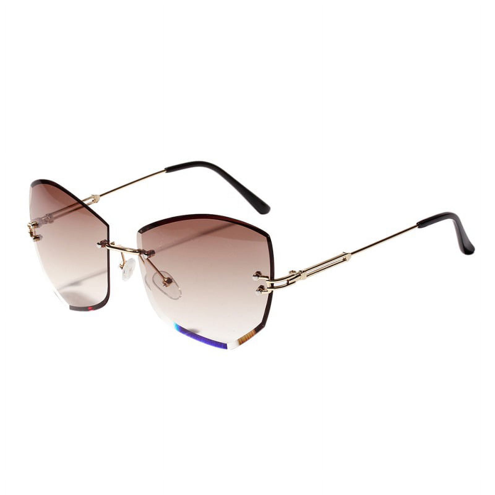 Women Shades Rimless Sunglasses Cat Eye Diamond-shaped Lens Sunglass Metal Frame Sunglasses for Women Men - image 1 of 5