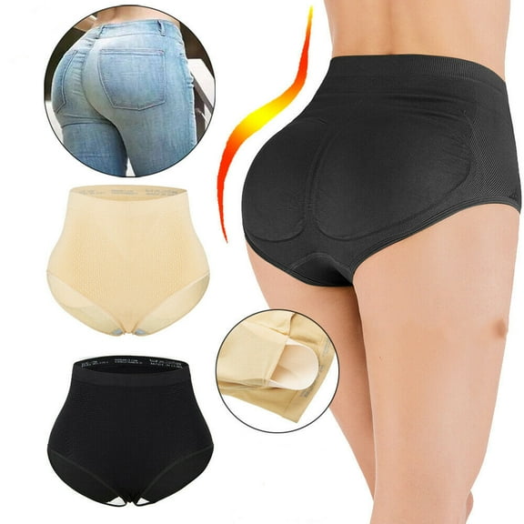 Women Shaper Padded Panty Enhancer Butt Lift Buttocks Briefs Underwear Hips, Black, L/XL