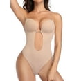 thumbnail image 1 of Women Shapewear Backless Body Bra Shaper Plus Size Plunge Invishaper Low Back Thong Bodysuits Open Crotch Daily Use, 1 of 6