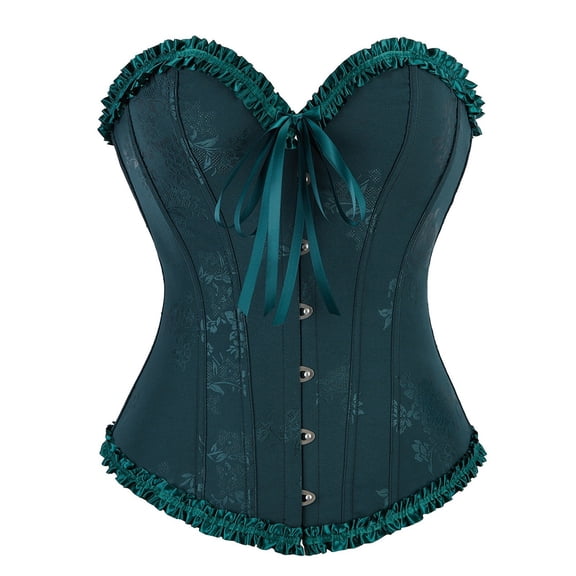 Women Shapewear Bodysuit Lace Corset Bustier Push Up Waist Trainer Overbust Boned Lifting Top