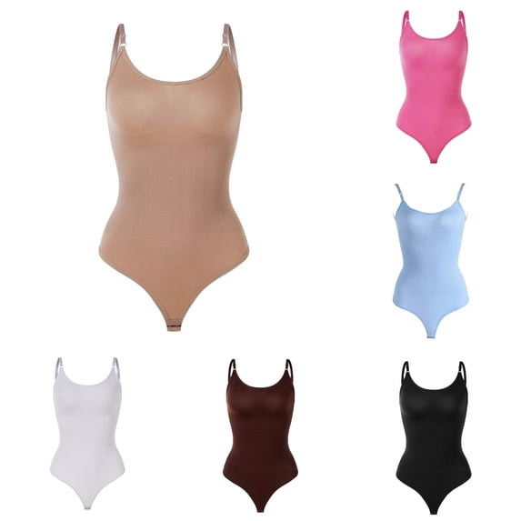 Women Shapewear Seamless Body Bodysuit For Women Plus Size Lift Thong Adjustable Strap Shaping Shapewear Khaki,S