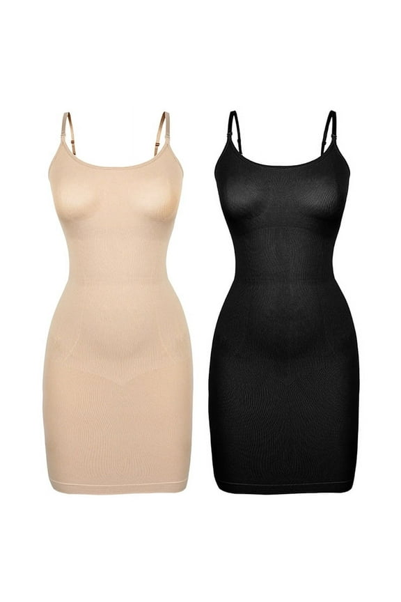 Women Shapewear Slips for Under Dresses Full Silp Dress Tummy Control Seamless Body Shaper Corset Sexy Lingerie Underwear Beige M