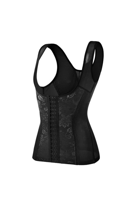Women Shapewear Tops Trainer for Underbust Waist Trainer Corset Sport Girdle Hourglass Body Shaper Tank Tops Black L