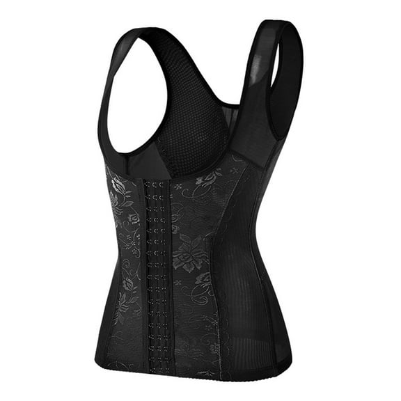 Women Shapewear Tops Trainer for Underbust Waist Trainer Corset Sport Girdle Hourglass Body Shaper Tank Tops Black L