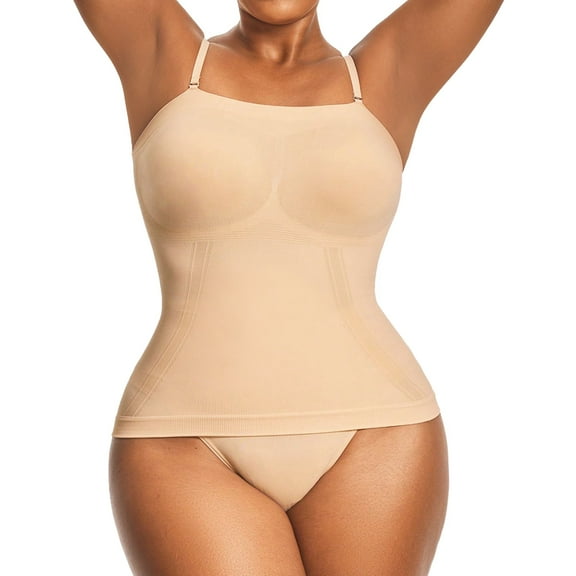 Women Shapewear Tummy Control Camisole Tops - Square Neck Compression Tank Tops Seamless Body Shaper