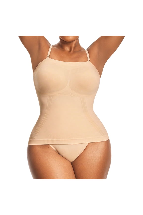 Women Shapewear Tummy Control Camisole Tops - Square Neck Compression Tank Tops Seamless Body Shaper