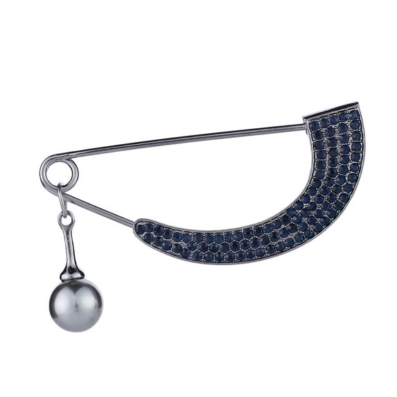 Women Shawl Clip Shiny Scarf Sweater Brooch Pins Pin Jewelry Gray