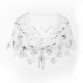 thumbnail image 1 of Women Shawl Vintage Sheer Black Lace Shiny Colorful Sequins Elegant Sexy Ladies Bridal Wedding Evening Party Dress Wrap Blanket Cover-up-White,One Size, 1 of 8