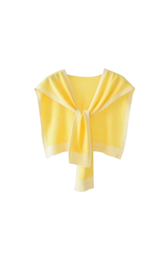 Women Shawl Wrap, Knitted Scarf Cape Pashmina Shawls, Fashion Shrug for Fall Winter Spring & Air-conditioned Room Yellow One Size