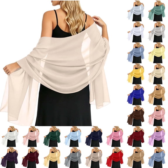 Women Sheer Chiffon Shawl Wrap Lightweight Scarf Elegant Evening Cover Up Soft Breathable Long Scarf for Dress Formal Party Wedding Beach Sunscreen Wrap Fashion Accessory Gift Idea
