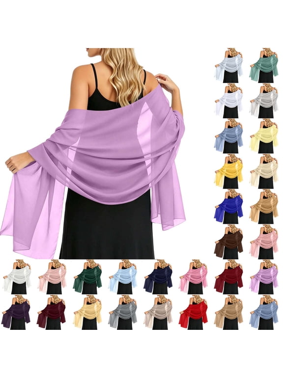 Women Sheer Chiffon Shawl Wrap Lightweight Scarf Elegant Evening Cover Up Soft Breathable Long Scarf for Dress Formal Party Wedding Beach Sunscreen Wrap Fashion Accessory Gift Idea