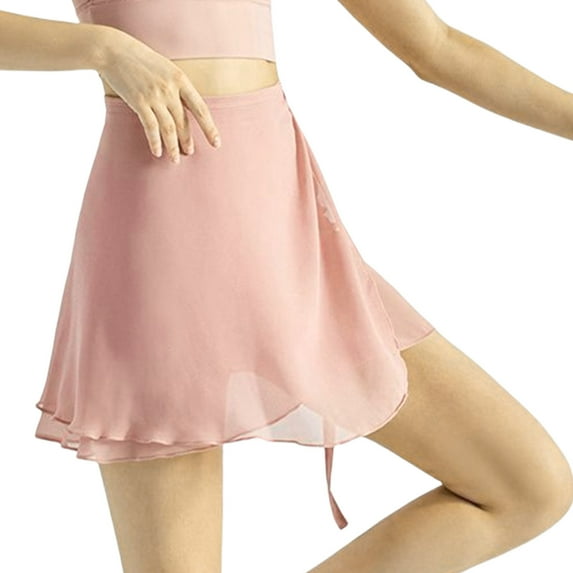Women Sheer Dance Wrap Skirt with Adjustable Waist Ties Solid Color Ballet Shorts Skirt Over Scarf Dancewear for Leotard