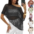 thumbnail image 1 of Women Sheer Knit Poncho Top Beach Cover Up Lightweight Crochet Shrug Y2k Summer See Through Shawl, 1 of 8