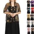 thumbnail image 1 of Women Sheer Mesh Embroidered Shawl Cardigan, Floral Sequin Tassel Open Front Cape Cover‑up for Evening Formal Wedding Party Mother of Bride Outfit Yellow, 1 of 4