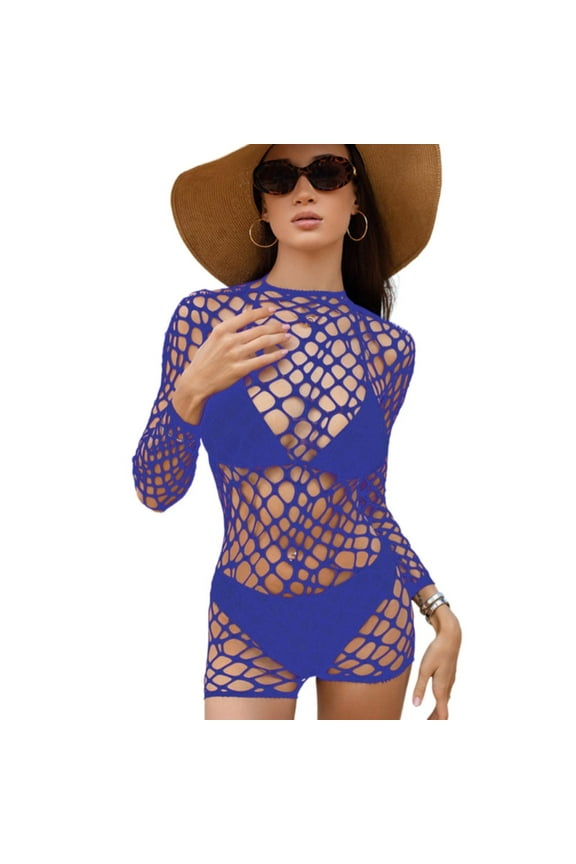 Women Sheer Mesh Lingerie Shorts Jumpsuit Long Sleeve Hollowed See Through Tights Bodysuit Bodycon Intimates