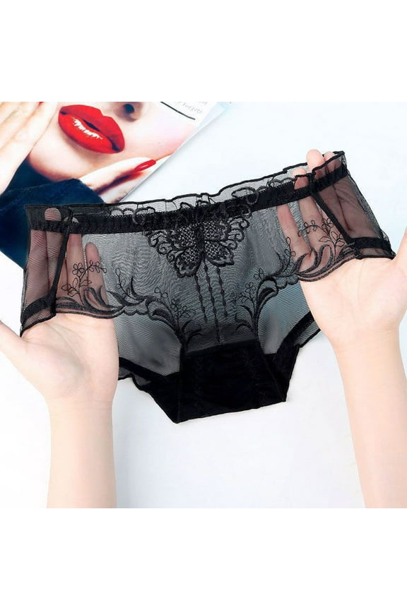 Women Sheer Panties Brief Ultra-Thin Lace Underwear See-Through Lingerie Knicker