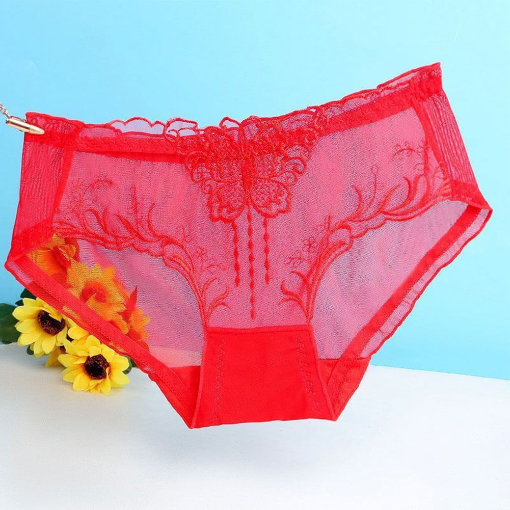 Women Sheer Panties Brief Ultra-Thin Lace Underwear See-Through Lingerie  Knicker