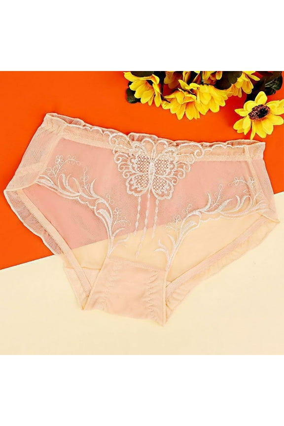Women Sheer Panties Brief Ultra-Thin Lace Underwear See-Through Lingerie Knicker