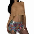 thumbnail image 1 of Women Sheer Poncho Top Light-Weight Knit Crochet Shrug Mesh Batwing Sleeve Sweater Cover Up Khaki S, 1 of 10