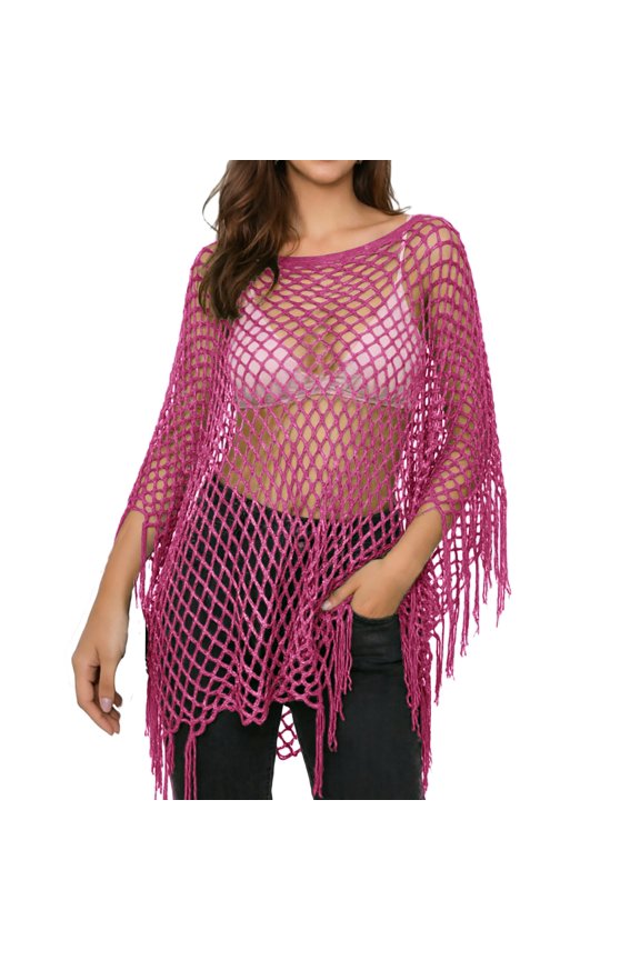 Women Sheer Poncho Top Lightweight Knit Crochet Shrug Bolero Mesh Batwing Sleeve Sweater Cover Up Beachwear Through Sequin Fishnet Shawl Knit Shrug Shawl Beach Party Outfits